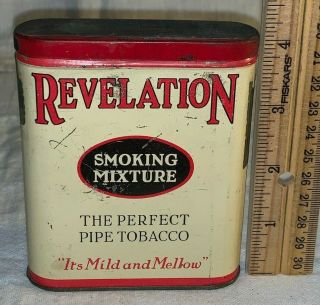 Antique Revelation Smoking Mixture Tin Litho Vertical Pocket Tobacco Can Vary 5