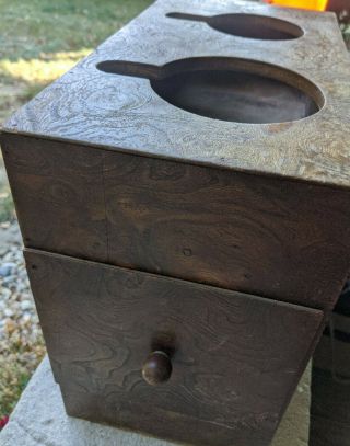 Antique Craftsman Desk Drawer Tobacco Box Humidor Jar Pipe Cup Holder Vtg Burl
