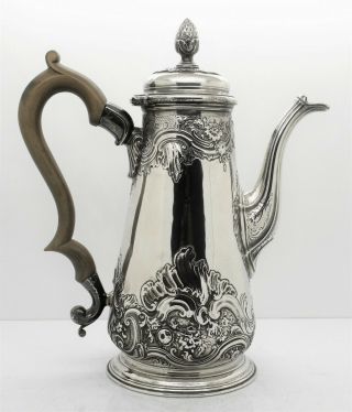 Heavily Repoussed George Ii Silver Coffee Pot.  London 1743.  John Kincaid 802gm