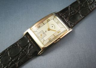 Vintage Lord Elgin 14k Gold Gf Art Deco Mens Watch 21j Grade 559 1947 Serviced