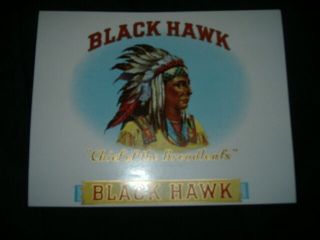 RARE VINTAGE BLACK HAWK CIGAR LABEL - CHIEF OF THE BROADLEAFS 2