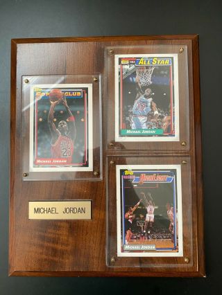" Michael Jordan Chicago Bulls 1991 Topps Vintage Plaque W/ Basketball Cards