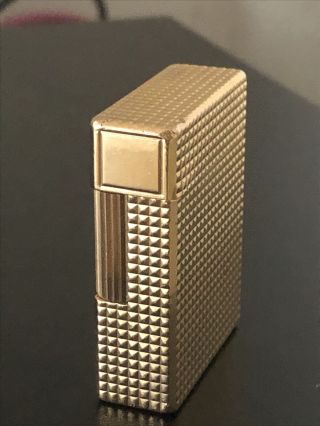 VINTAGE ST DUPONT GOLD PLATED DIAMOND PATTERN LIGHTER - SPARES/ REPAIR 2