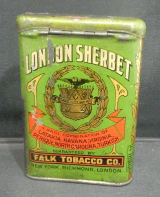 Vintage London Sherbet Falk Tobacco Company Advertising Tin