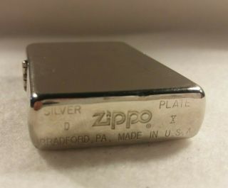 Vintage Zippo " Silver Plate Lighter D Zippo X