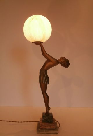 Art Deco Spelter Lady Lamp Signed Balleste