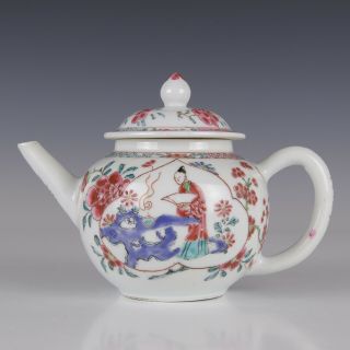 Chinese Famille Rose Porcelain Teapot,  Lady With A Fan,  Yongzheng,  18th Ct.