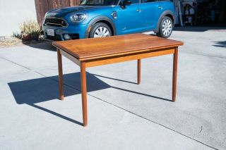 Mid - Century Modern,  Danish Modern Teak Dining Table With Two Pull - Out Leaves