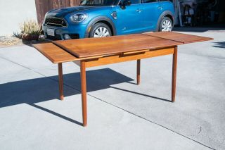 Mid - Century Modern,  Danish Modern Teak Dining Table With Two Pull - out Leaves 2