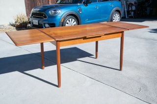 Mid - Century Modern,  Danish Modern Teak Dining Table With Two Pull - out Leaves 3