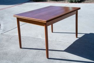 Mid - Century Modern,  Danish Modern Teak Dining Table With Two Pull - out Leaves 6