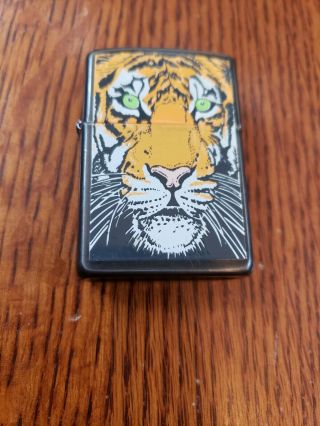 1996 Barrett Smythe Tiger Zippo Cigarette Lighter Black Cat Animal