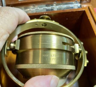 1940 ' s Era Hamilton Ship mounted Chronometer Watch Model 22 Hamilton Clock 4