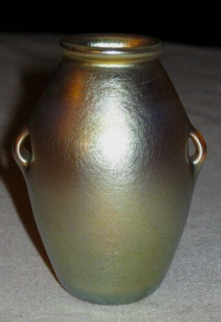 Antique Lct Tiffany Studios Gold Favrile Art Glass Flower Cabinet Vase