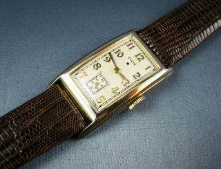 Vintage Elgin Curvex 14k Gold Gf Art Deco Mens Watch 17j 537 1939 Serviced