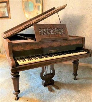 Antique Broadwood & Sons,  Baby Grand Piano (1894) Burled Walnut (serial No.  4346