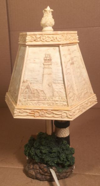 Vintage Lighthouse Accent Lamp Reverse Painted Plastic Lampshade (Scenic) 3D 3