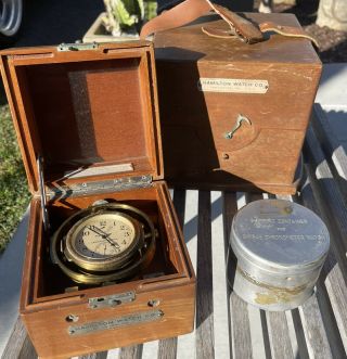 Wwii Hamilton Ship Mounted Chronometer Clock Watch Model 22 - 21 Extra Box