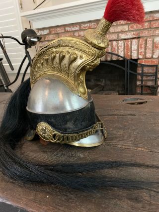 Attractive Antique 19th C.  Cuirrassier Or French Dragoon Helmet