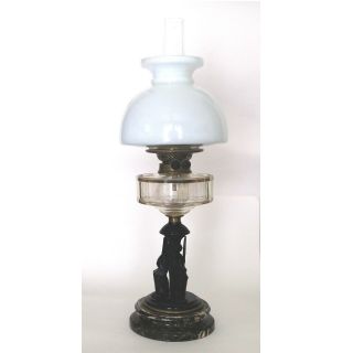 An Impressive & Substantial Antique Egyptian Revival Sphinx Oil Lamp C.  19thc