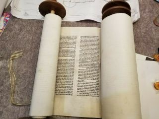 Huge 22 " Klaf Antique Sefer Torah Written In Poland About 100,  Years Ago.