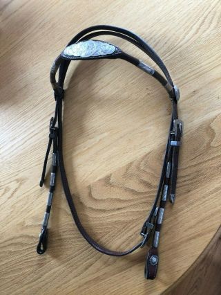Vintage Victor Sterling Silver Concho Western Bridle Headstall