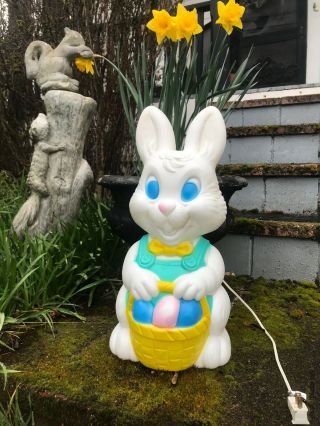 Vintage Blow Mold Light Up Easter Bunny General Foam Plastics 19 Inches