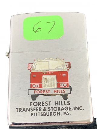1967 Zippo Lighter - Forest Hills Transfer Pittsburgh - Mack Truck Graphics