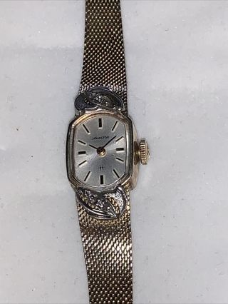 Vintage Ladies Hamilton Watch 10k Gold Filled Diamond Bracelet