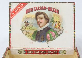 Very Rare Antique 1920’s/1930’s Empty Wood Cigar Box Don Caesar De Bazan Iowa