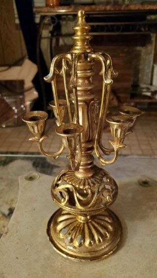 5/6 Antique Vintage 11 " Table - Top Metal Brass 6 Light Candelabra Candle Holders