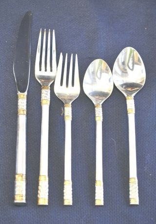 Golden Aegean Weave By Wallace Sterling Silver Flatware Set For 4 By 5