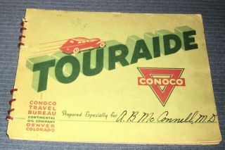 Vintage 1937 Conoco Touraide Road/highway Map,  Travel Guide,  Trip Planner,  Kansas