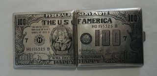 Vintage Federal Reserve Note Silver Color Cigarette Case Series 1935 B Bill Usa
