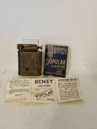 Vintage Beney Popular Petrol Lighter Boxed