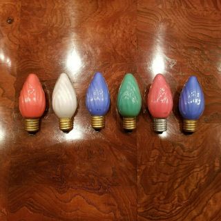 Six (6) Vintage GE Script Swirl C - 9 Assorted Color Bulbs / Lamps USA 3