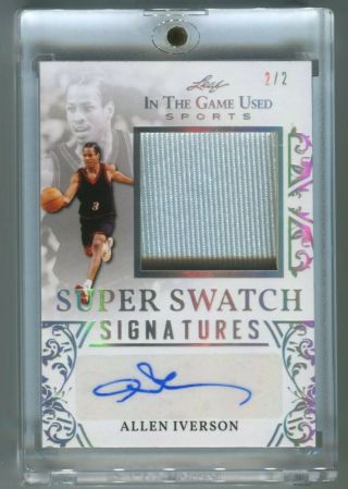 2020 Leaf In The Game Allen Iverson Patch Auto 2/2 Swatch Signatures