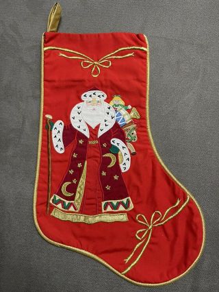 Vintage House Of Hatten Appliqué Christmas Stocking - Santa - Father Christmas