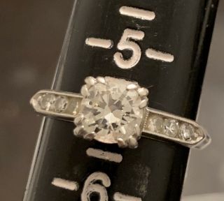 Art Deco Antique Platinum.  82ctw Diamond Wedding/engagement Ring W/.  70ct Ctr