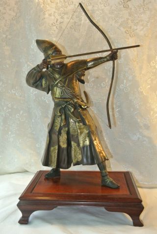 Japanese Meiji Period (1868 - 1912) Samurai Bronze Archer Signed Hozan Saku