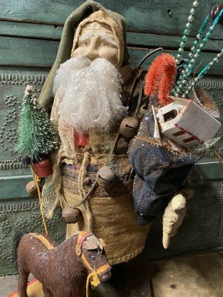 Arnett’s Country Store Ooak Santa Old Log Cabin Quilt Coat/ Doll/ Horse