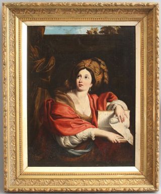 18thC Antique SYBIL Priestess Portrait Oil Painting aft Domenico Zampieri NR 2