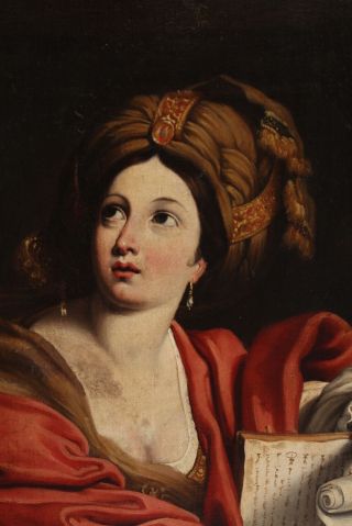 18thC Antique SYBIL Priestess Portrait Oil Painting aft Domenico Zampieri NR 4