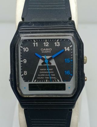 Vintage Casio Aq_17w Alarm Chrono Dual Time Watch