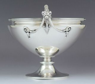 Antique 1871 Gorham Sterling Silver Centerpiece Bowl w/ Lion ' s Heads Designs 2
