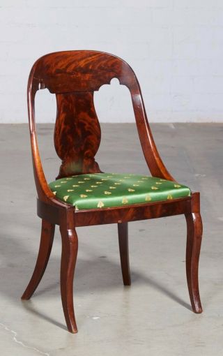 Early 19th Century A Diminutive Empire Figured Mahogany Side Chair