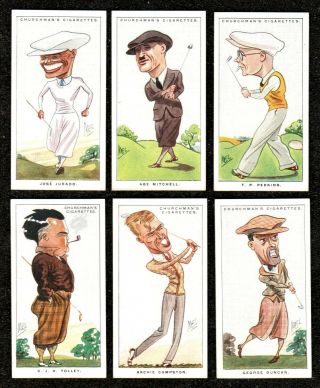6 X 1928 Golfers Men Of The Moment In Sport Cigarette Cards Golf Exc,  /
