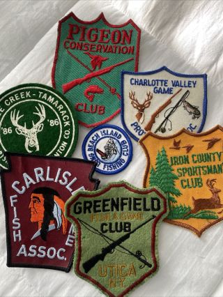 Conservation,  Sportsmen’s,  Fish & Game Club - 7 Different Patches