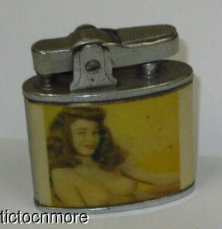 Vintage Dura Lite Japan Lighter Risque Pin - Up Girl Nudes Mens Lighter