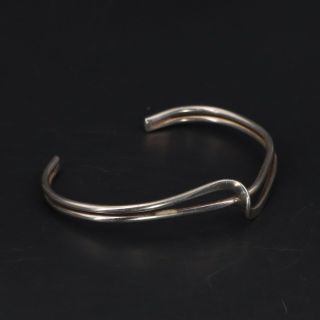 Vtg Sterling Silver - Mexico Modern Curved Solid 6.  75 " Cuff Bracelet - 12.  5g